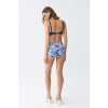 Moda Kadın Pedli Yaprak Desenli Yüksek Bel Sax Bikini Takımı