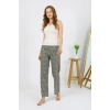 Moda Kadın Penye Desenli Tek Alt Pijama Haki