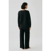 Moda Kadın Siyah Boğa Burcu Oversize 2 İplik Eşofman Ev Giyim Takımı