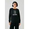 Moda Kadın Siyah İkizler Burcu Oversize 2 İplik Eşofman Ev Giyim Takımı