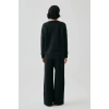 Moda Kadın Siyah Manifest Oversize 2 İplik Eşofman Ev Giyim Takımı