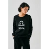 Moda Kadın Siyah Terazi Burcu Oversize 2 İplik Eşofman Ev Giyim Takımı