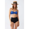 Moda Kadın Straplez Mavi Yüksek Bel Bikini Takımı