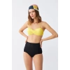 Moda Kadın Straplez Sarı Yüksek Bel Bikini Takımı