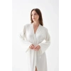 Moda Kadın Uzun Ekru Penye Sabahlık
