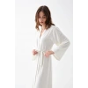 Moda Kadın Uzun Ekru Penye Sabahlık