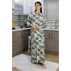 Moda Kadın Uzun Kol Penye Gecelik Ev Elbisesi Yeşil