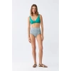 Moda Kadın Yeşil Pedli Geometrik Desenli Yüksek Bel Bikini Takımı