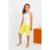 Moda Kız Çocuk İp Askılı Şortlu Penye Beyaz Pijama Takım