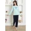 Moda Kız Çocuk Penye Pijama Takım Su Yeşili
