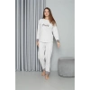 Moda Polar Kadın Pijama Takımı Ekru