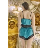 Moda Saten Şortlu Büstiyer Takım Turkuaz