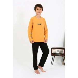 Moda Erkek Çocuk Uzun Kol Penye Pijama Takım Sarı
