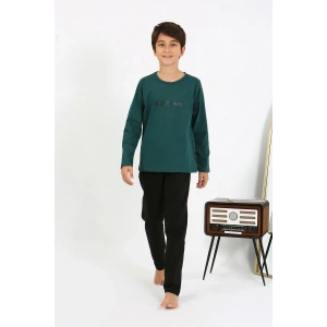 Moda Erkek Çocuk Uzun Kol Penye Pijama Takım ZümrütYeşili