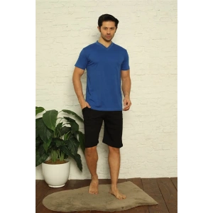 Moda Erkek Saks V Yaka 3lü Pijama Takım