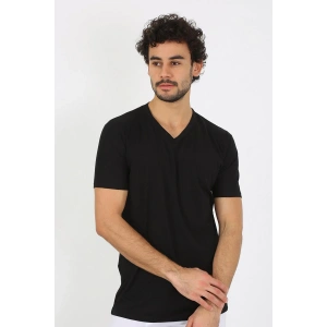 Moda Erkek V Yaka Siyah Penye Atlet