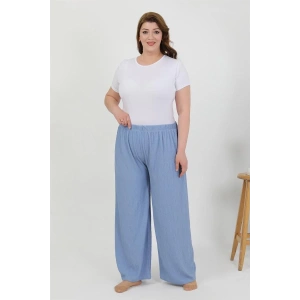Moda Kadın Büyük Beden Bürümcük Pantolon  Mavi