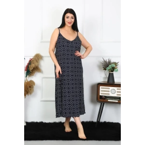 Moda Kadın Büyük Beden İp Askılı Pamuklu Uzun Gecelik