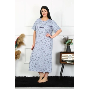 Moda Kadın Büyük Beden Kısa Kol İndigo Anne Gecelik