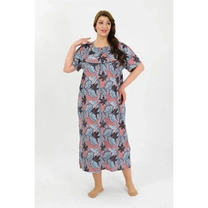 Moda Kadın Büyük Beden Kısa Kol Somon Anne Gecelik