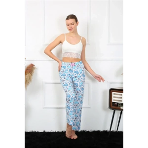 Moda Kadın Pamuklu Alt Pijama Mavi