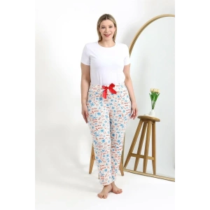 Moda Kadın Pamuklu Büyük Beden Alt Pijama Ekru