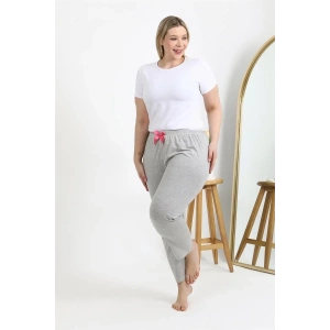 Moda Kadın Pamuklu Büyük Beden Alt Pijama Gri