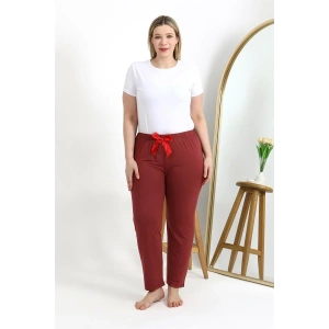 Moda Kadın Pamuklu Büyük Beden Alt Pijama Yavruağzı