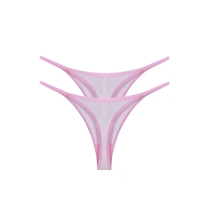 Moda Kadın Pembe Transparan 2li Tanga Slip