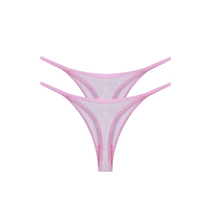 Moda Kadın Pembe Transparan 2li Tanga Slip