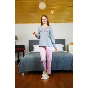 Moda Kadın Penye Uzun Kol Pijama Takım