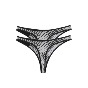 Moda Kadın Siyah Beyaz Desenli 2li Tanga Slip