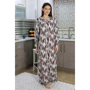 Moda Kadın Uzun Kol Penye Gecelik Ev Elbisesi Kırmızı