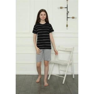 Moda Kız Çocuk Penye Şortlu Pijama Takım Siyah