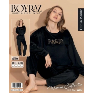 Boyraz 03096 Fransız Kadife Kumaş Uzun Kol Pijama Takımı