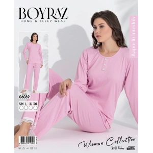Boyraz 06039 Kadın İnterlok Kumaş Uzun Kol Pijama Takımı