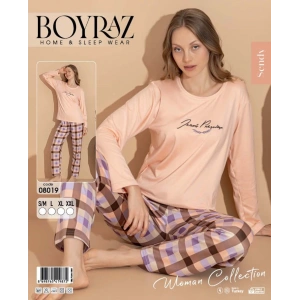 Boyraz 08019 Kadın Sendy Kumaş Uzun Kol Pijama Takımı