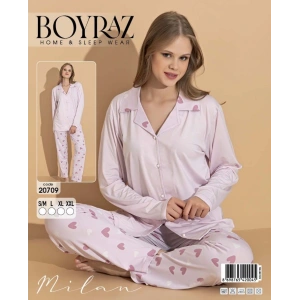 Boyraz 20709 Milan Gömlek Yaka Uzun Kol Pijama Takımı