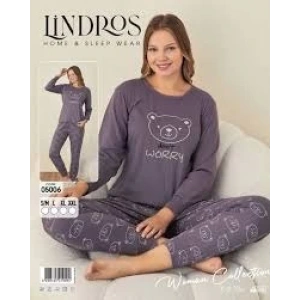 Lindros 05006 Raporlu Polar Kumaş Uzun Kol Pijama Takımı