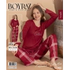 Boyraz 08020 Kadın Sendy Kumaş Uzun Kol Pijama Takımı