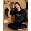 Boyraz 09015 Fransız Kadife Kumaş Uzun Kol Pijama Takımı