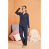 Pjs 28090 Kadın Gömlek Yaka Patlı Pijama Takımı