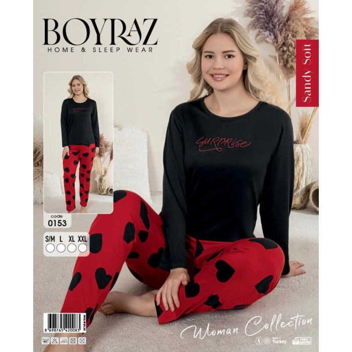 Boyraz 0153 Kadın Sandy Soft Uzun Kol Pijama Takımı