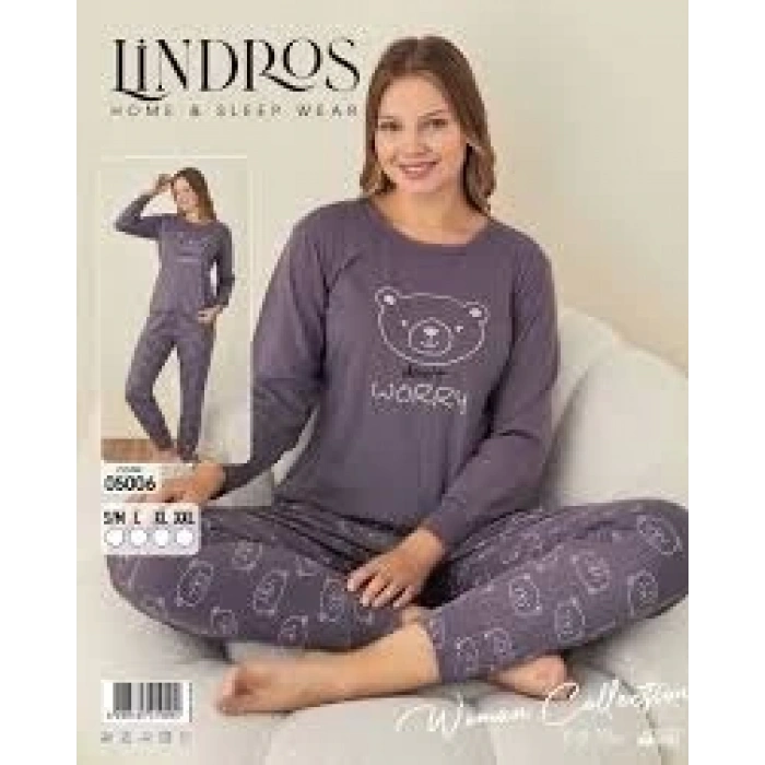 Lindros 05006 Raporlu Polar Kumaş Uzun Kol Pijama Takımı