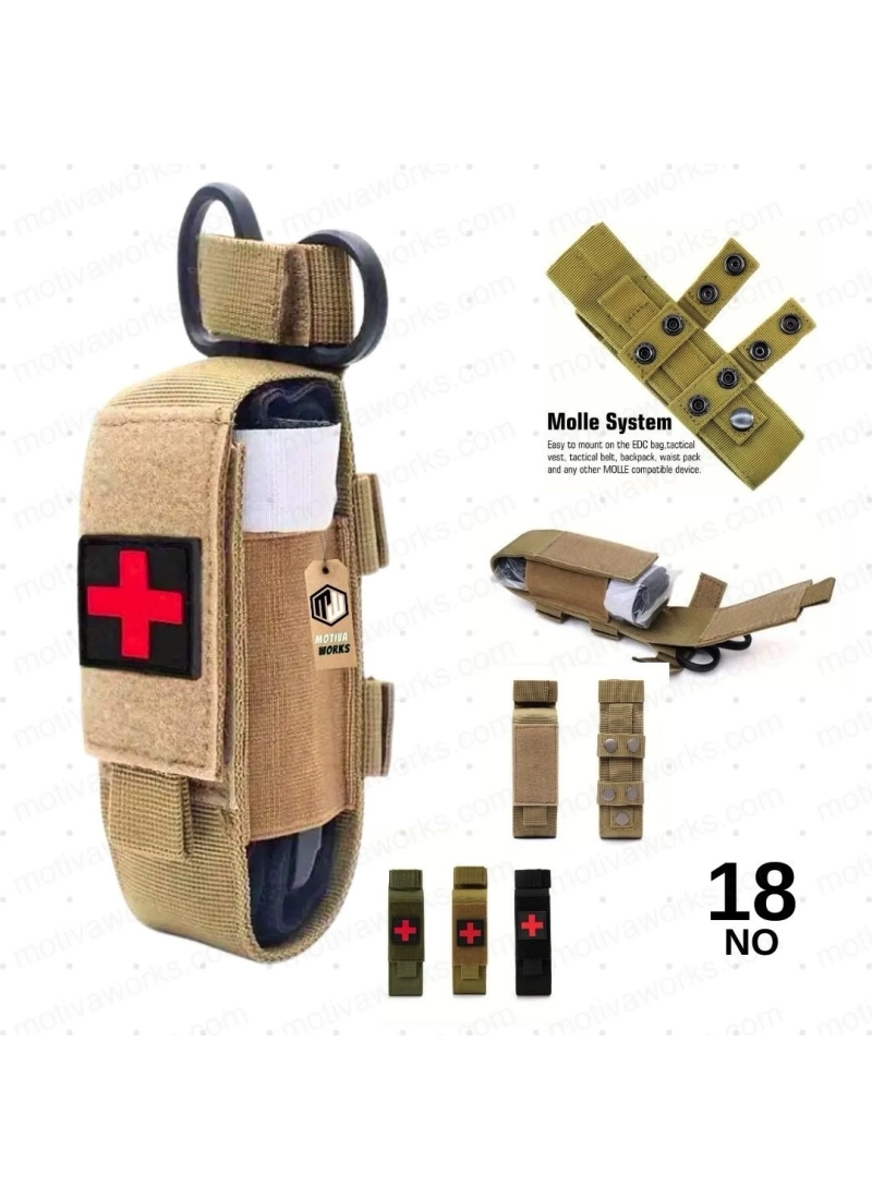 15CM Taktik Medikal Turnike ve Makas Pouch Molle Kemer, Çanta Montajlı Çanta Tan Desert Çöl NO18