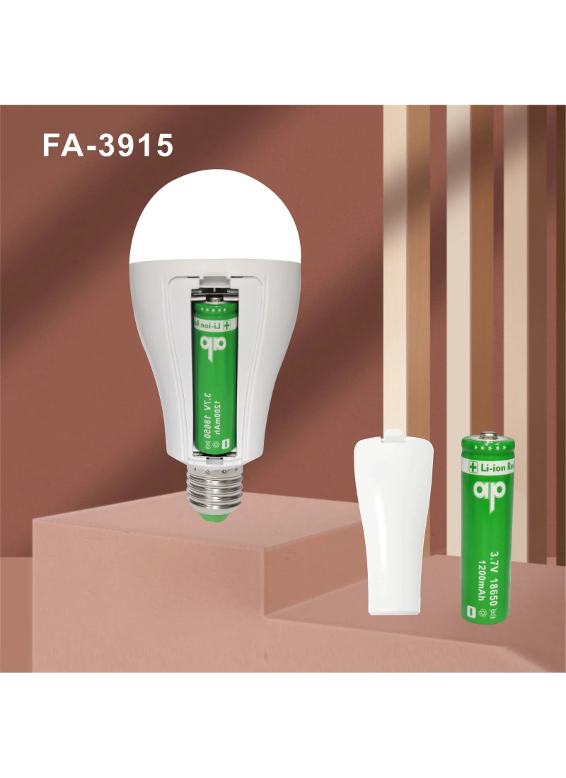 15W Şarjlı LED Ampul Tek Bataryalı – Yüksek Parlaklık, Acil Durum Işığı, 12 Saat Çalışma Süresi, 2400mAh Pil