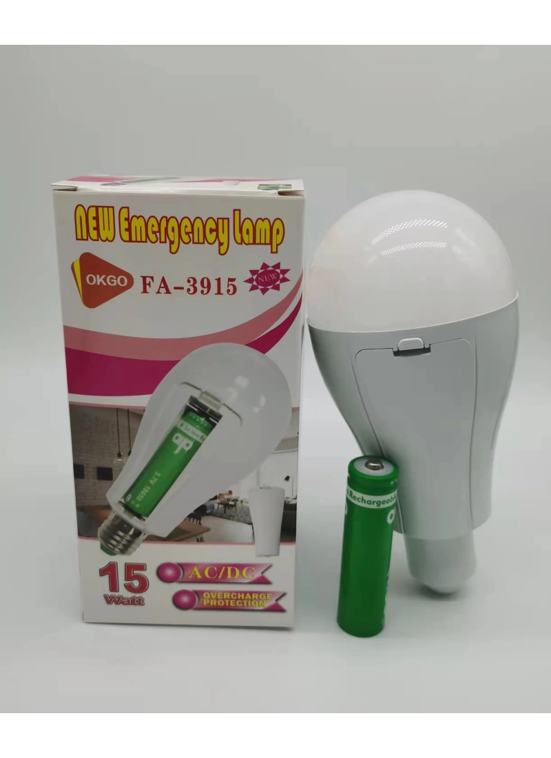 15W Şarjlı LED Ampul Tek Bataryalı – Yüksek Parlaklık, Acil Durum Işığı, 12 Saat Çalışma Süresi, 2400mAh Pil