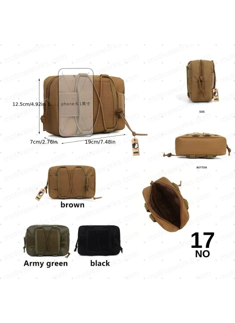 19CM Taktik Outdoor Molle Kemer, Çanta Montajlı Çok Amaçlı Çanta Tan Desert Çöl NO17