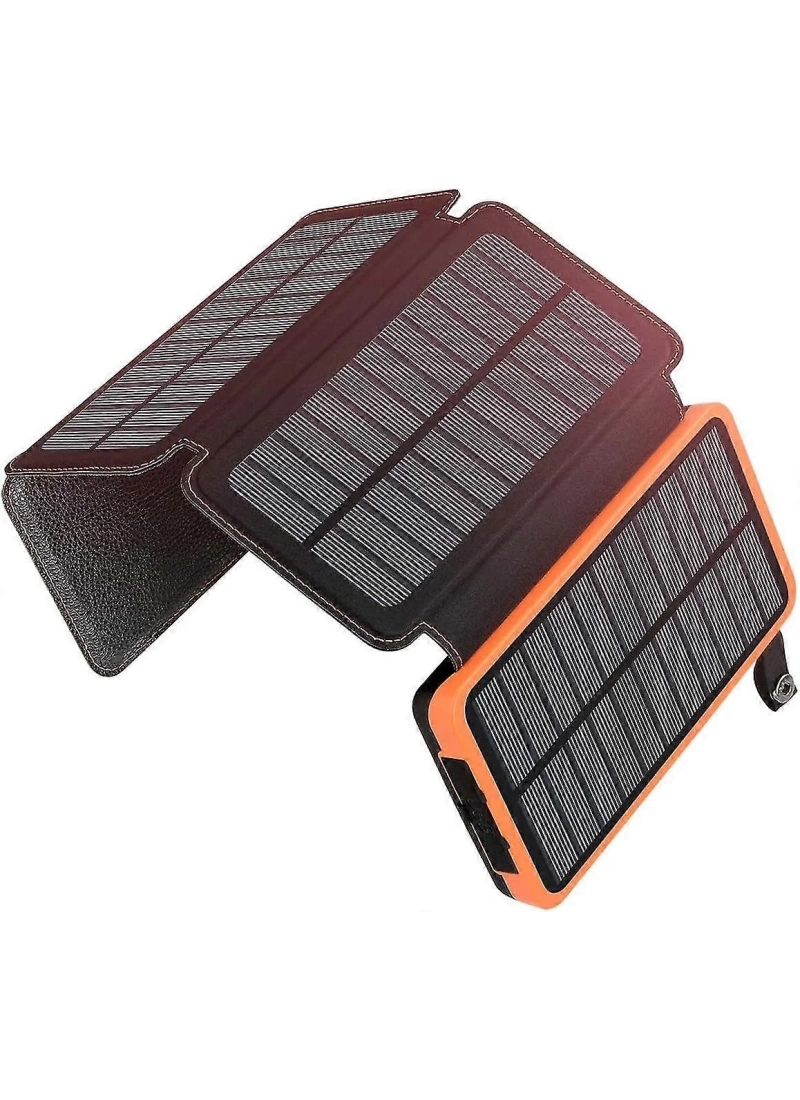 20.000 mAh Solar Hızlı Şarj 4 Katlanabilir 8W Güneş Panelli Işıklı 2x USB 1x Type-C Çıkışlı Led Panel Powerbank