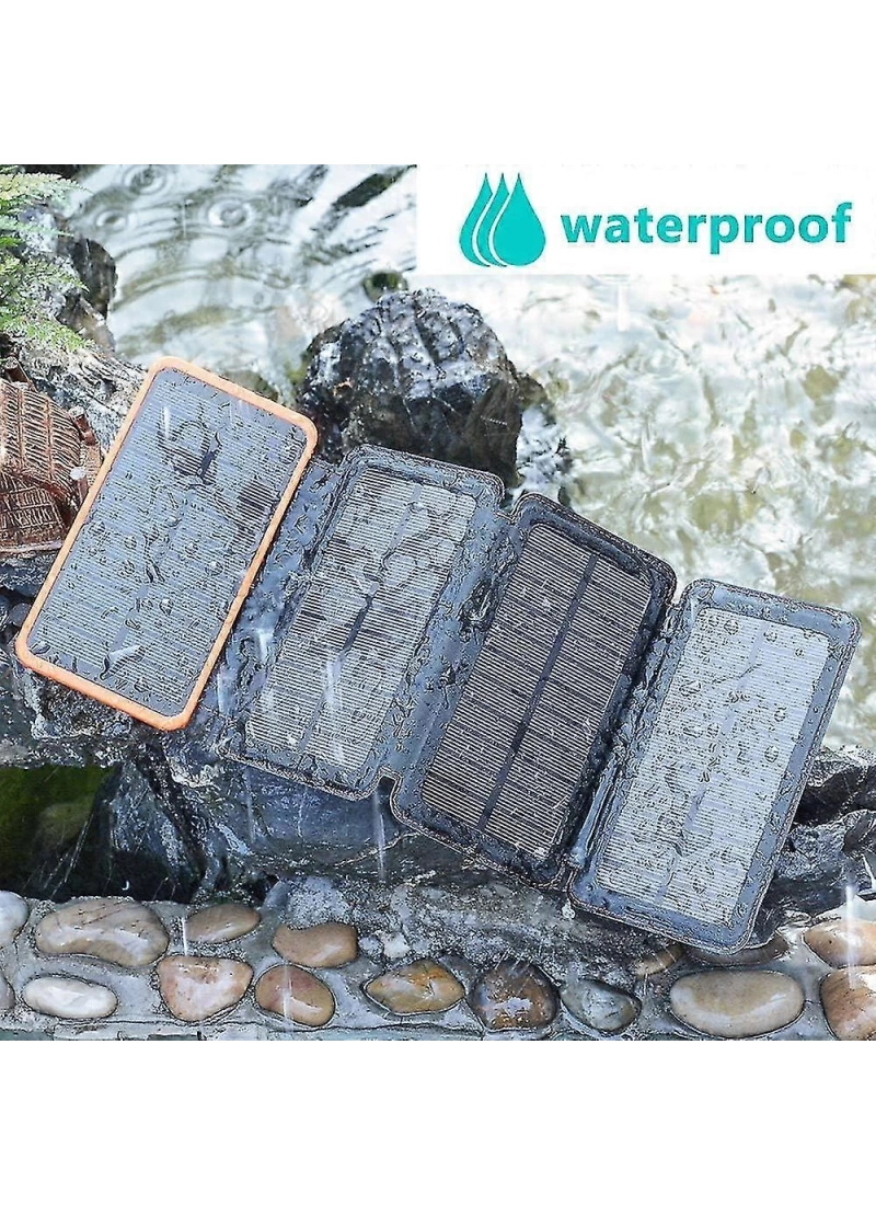 20.000 mAh Solar Hızlı Şarj 4 Katlanabilir 8W Güneş Panelli Işıklı 2x USB 1x Type-C Çıkışlı Led Panel Powerbank